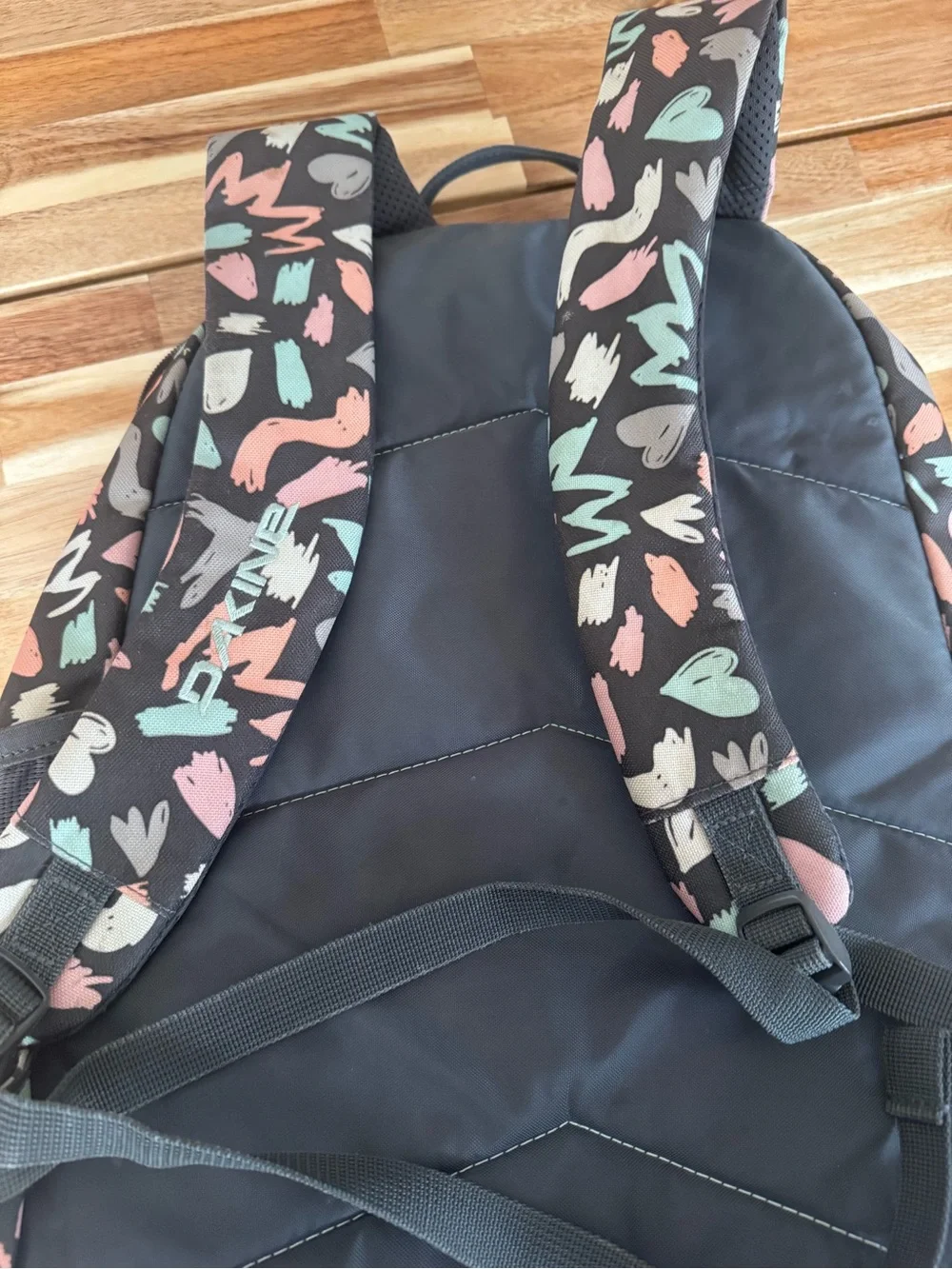 Dakine Women's Abstract Heart Print Backpack in Brown, Pink & Mint